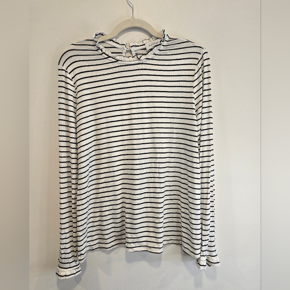 Kaileigh Black and White Striped Top Size Large Nwot